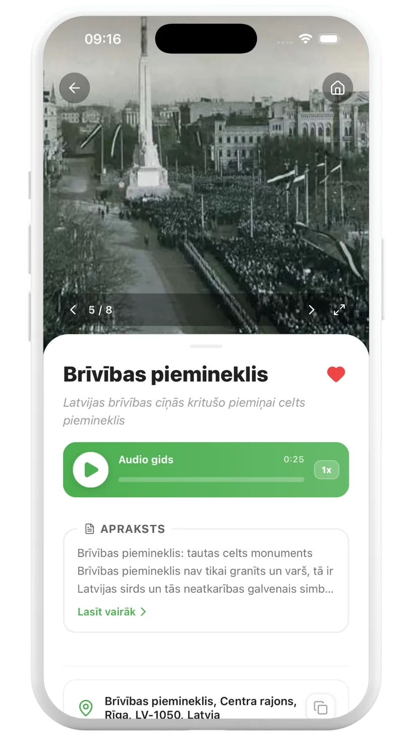 Saglabātie maršruti un vietas Latvia Travel Tales izlasē